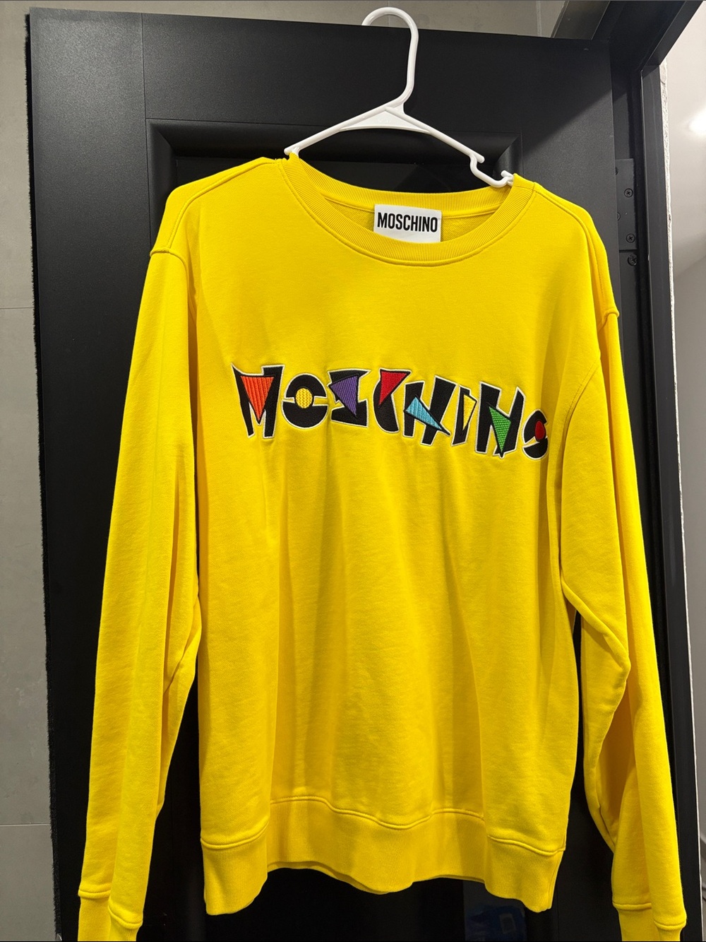 Moschino Yellow Crewneck Sweatshirt with Multicolor Logo